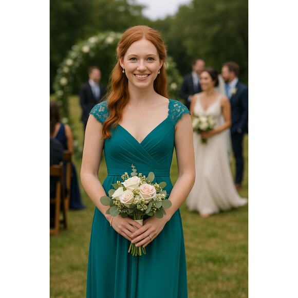 NWT David's Bridal Gown Style F19505 Oasis - Size 18 - Picture 2 of 16